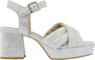 VIA VAI Cassia Gabriell Sandalen - Dames - Sandalen met hakken - Grijs - 41 EU - Leer - Schoenen
