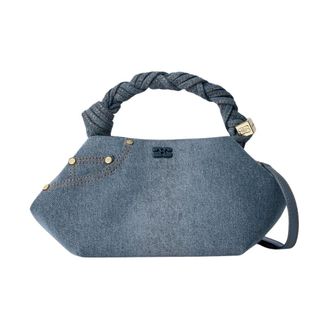 Ganni Handbags, female, Blue, Size: ONE SIZE Bou Small Denim Handbag