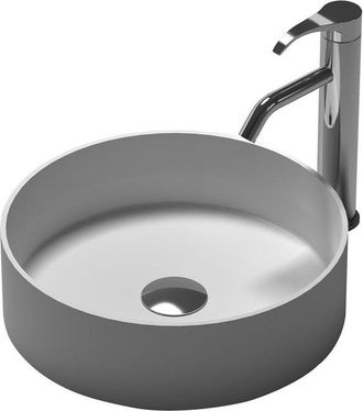 NEMO Stock Java Style opbouwwastafel rond 380 x 380 x 110 mm solid surface mix van polyesterhars en natuurlijke mineralen mat wit