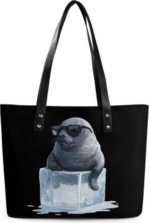 Generic Funny Seal Print Tote Bags for Women Cute Shoulder Purses Handbags