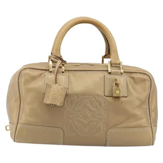 Loewe Amazona Bag Leather Gold Leather Handbag (Pre-Owned)