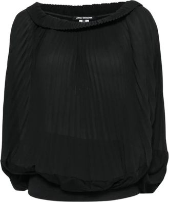 Junya Watanabe Top con volant e pieghe - - Tops - Donna - Nero - S