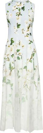 Oscar De La Renta Abito con stampa a fiori - Blu