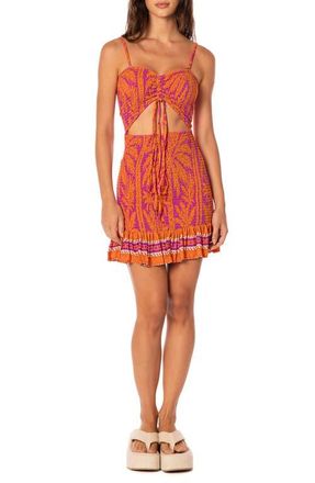 Maaji Flamingo Palm Lua Convertible Smocked Sundress in Bright Purple at Nordstrom, Size Medium