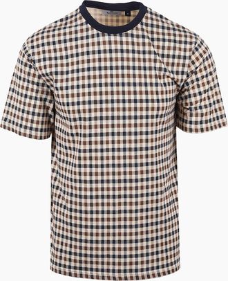 Aquascutum Mens AQUASCUTUM CLUB CHECK T-SHIRT NAVY - Size: 40