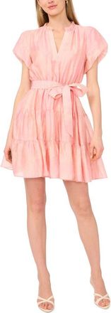 Vince Camuto Tie Waist Tiered Ruffle Dress in Summer Rose at Nordstrom, Size Xx-Large