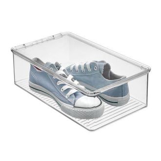 iDesign Stackable Plastic Shoe Box with Hinged-Lid for Sneakers, Sandals, and Flats, Clear at Nordstrom