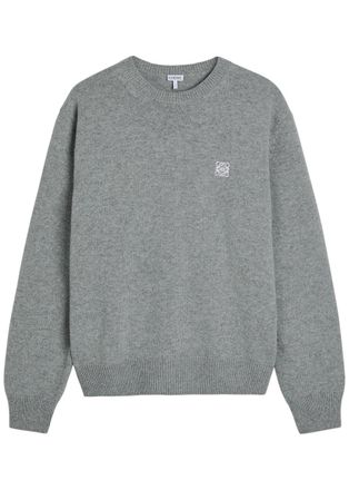 Loewe Logo-embroidered Wool Jumper - Grey - XL