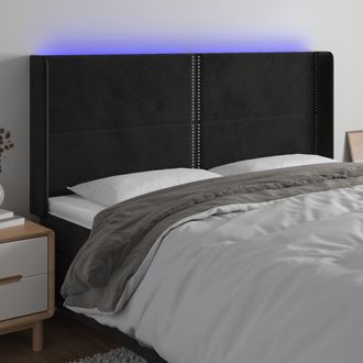vidaXL Cabecero Con Led De Terciopelo Negro 163x16x118/128 Cm Vidaxl
