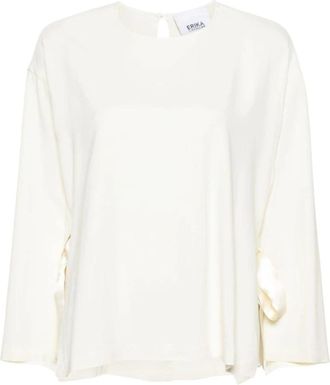 Erika Cavallini Semi Couture Blouses - Dames - Blouses - Wit - S - Satijn - Overhemden