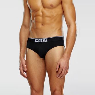 Diesel Three-pack of plain logo briefs - Briefs - Man - Black
