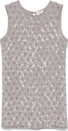 P.A.R.O.S.H. Grey Intricate Embroidered Sequin Polyamide Mini Dress
