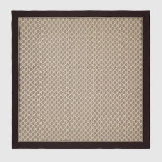 Gucci Laminated Printed Silk Twill Carr&eacute;, Beige, Silk