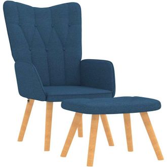 vidaXL Silla De Relajaci&oacute;n Con Reposapi&eacute;s Tela Azul Vidaxl