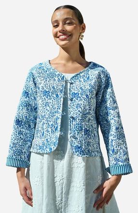 Yumi Reversible Cotton Quilted Jacket in Blue at Nordstrom, Size 10