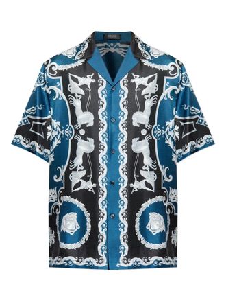 Versace button-fastening pattern shirt - men - Silk - 60 - Blue