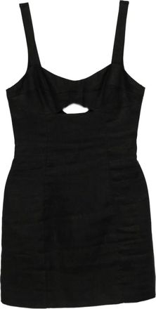 Reformation Abito Belma in lino - Nero