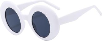 Generic Womens Large Frame Round Sunglasses Mens Outdoor Vacation Sun Glasses(White)