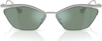 Ferrari 59mm Cat Eye Sunglasses in Silver Brushed /Light Blue at Nordstrom
