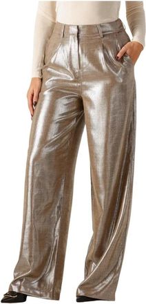 Ibana Pessy Shimmery Broek - Dames - Wijde Broeken - Geel - S - Polyester - Broeken