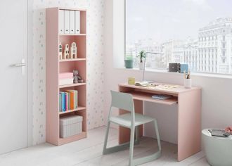 HOGAR 24 Hogar24 - Mesa Escritorio I-joy Dormitorio Juvenil Infantil Melamina Color Rosa 90 Cm
