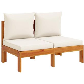 vidaXL Garden Sofa Armless with Cushions 2-Seater Solid Wood Acacia vidaXL