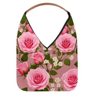 Generic Colorful Art Flowers Reusable Lightweight Grocery Bags - Foldable Into Compact Pouch, Washable & Sturdy, Multipurpose for Shopping and Travel