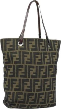 Fendi Pre-owned Tote Bags, female, Brown, Size: ONE SIZE Pre-owned Zucca Canvas Hand Bag