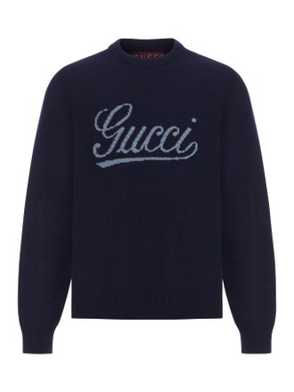 Gucci WOOL SWEATER WITH CONTRASTING FRONT GUCCI LOGO - Gucci - Man