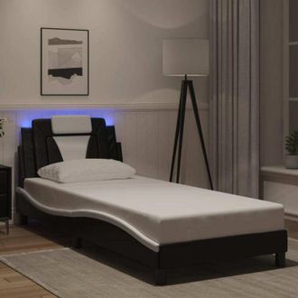 vidaXL Vidaxl - Estructura Cama Con Led Cuero Sint&eacute;tico Negro Blanco 80x200 Cm
