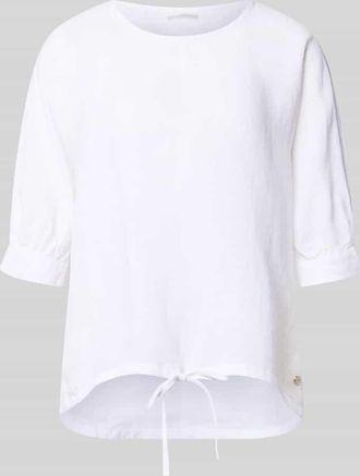 Fynch-Hatton Fynch-Hatton Leinenbluse mit Kordelzug und Rundhalsausschnitt in Ecru, Gr&ouml;&szlig;e 36