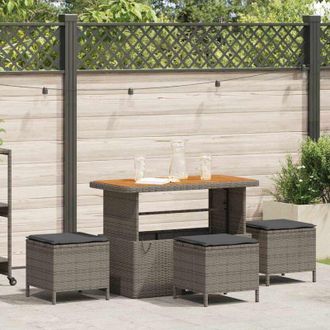 vidaXL Conjunto De Comedor De Jard&iacute;n 4 Pcs Gris Polirat&aacute;n Vidaxl