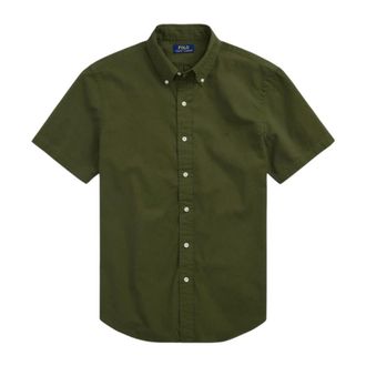 Ralph Lauren Custom Fit Seersucker Shirt - Heren - Korte mouwen Overhemden - Groen - M - Katoen - Overhemden