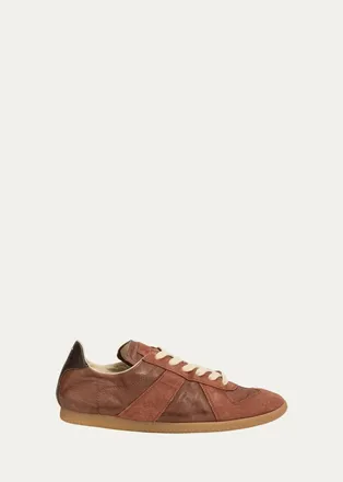 Maison Margiela Replica Mixed Leather Low-Top Sneakers