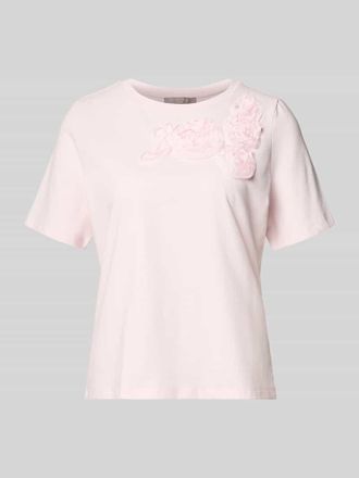 Christian Berg Regular Fit T-Shirt mit floralem Besatz in Hellrosa, Gr&ouml;&szlig;e 34