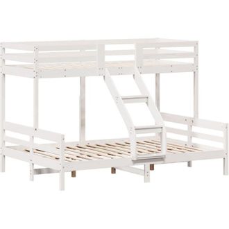 vidaXL Vidaxl - Litera De Madera Maciza De Pino Blanco 90x200/140x200 Cm