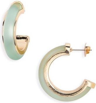 Nordstrom Rack Frosted Resin Hoop Earrings in Aqua- Gold at Nordstrom Rack