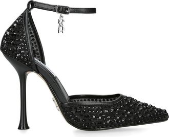 Steve Madden Womens Sparx Black Embellished Heels Fabric - Size UK 5