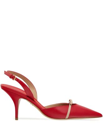 Ferragamo 70mm mini-bow slingback pumps - women - Goat Skin/Goat Skin/Calf Leather - 5.5C - Red