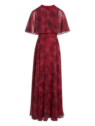Giambattista Valli floral-print silk maxi dress - women - Silk - 44 - Red