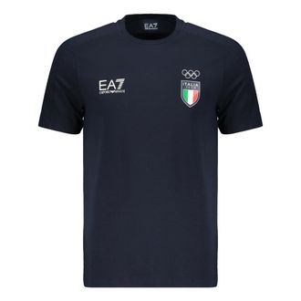 Emporio Armani T-shirt met korte mouwen en logo - Heren - Tops - Blauw - Maat: XS Katoen