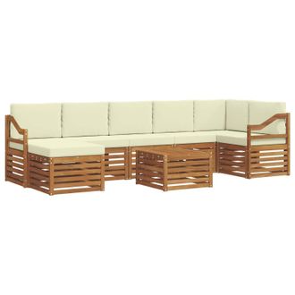 vidaXL Conjunto De Sof&aacute;s De Exterior Con Coj&iacute;n 8 Pcs Natural Y Crema Vidaxl
