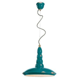 Ferroluce Lampadario Vintage Vague Vintage Ferro e Ceramica Verde 1 Luce E27 40Cm