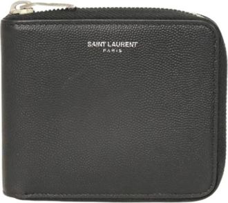 Saint Laurent Pre-owned Wallets, male, Black, Size: ONE SIZE Pre-owned East West Grained Powder Embossed Leather Bifold Wallet