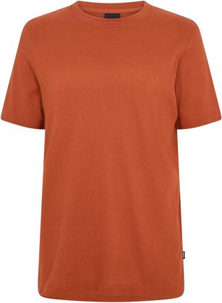 HUGO BOSS Mens Tiburt Bubble Structure Cotton Short Sleeve T-Shirt in Dark Orange - Size Medium