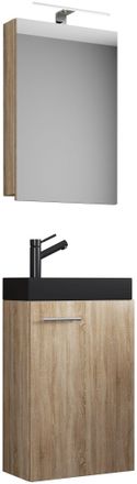 ebuy24 Set Vcm De 3 Piezas Lavadero Para Invitados Wc Wc De Ba&ntilde;o Para Invitados Lavabo Con Gabinete De Espejo Muebles De Ba&ntilde;o Juego De Ba&ntilde;o - Slito Sc-bl (so