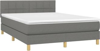 vidaXL Cama Box Spring Con Colch&oacute;n Tela Gris Oscuro 140x190 Cm Vidaxl