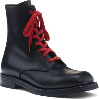 Valentino Garavani VLOGO Combat Boot in Black at Nordstrom, Size 10Us