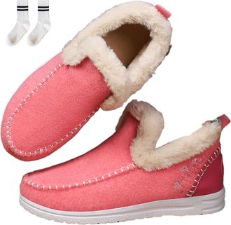 Generic Orthopedic Fleece Slip-On Boots for Women, Warm Plush Lined Winter Shoes with Arch Support, Lightweight Casual Indoor Outdoor (Pink, UK, Adult, Women,