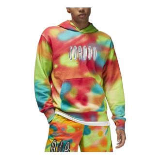 Nike Jordan Mens Jordan FW22 Tie Dye Design Logo Printing Hooded Pullover Long Sleeves Multicolor DV4587-252